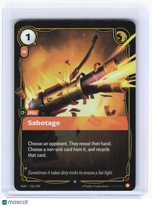 2025 Riftbound: League of Legends TCG—Sabotage #156 Origins—Rare Foil