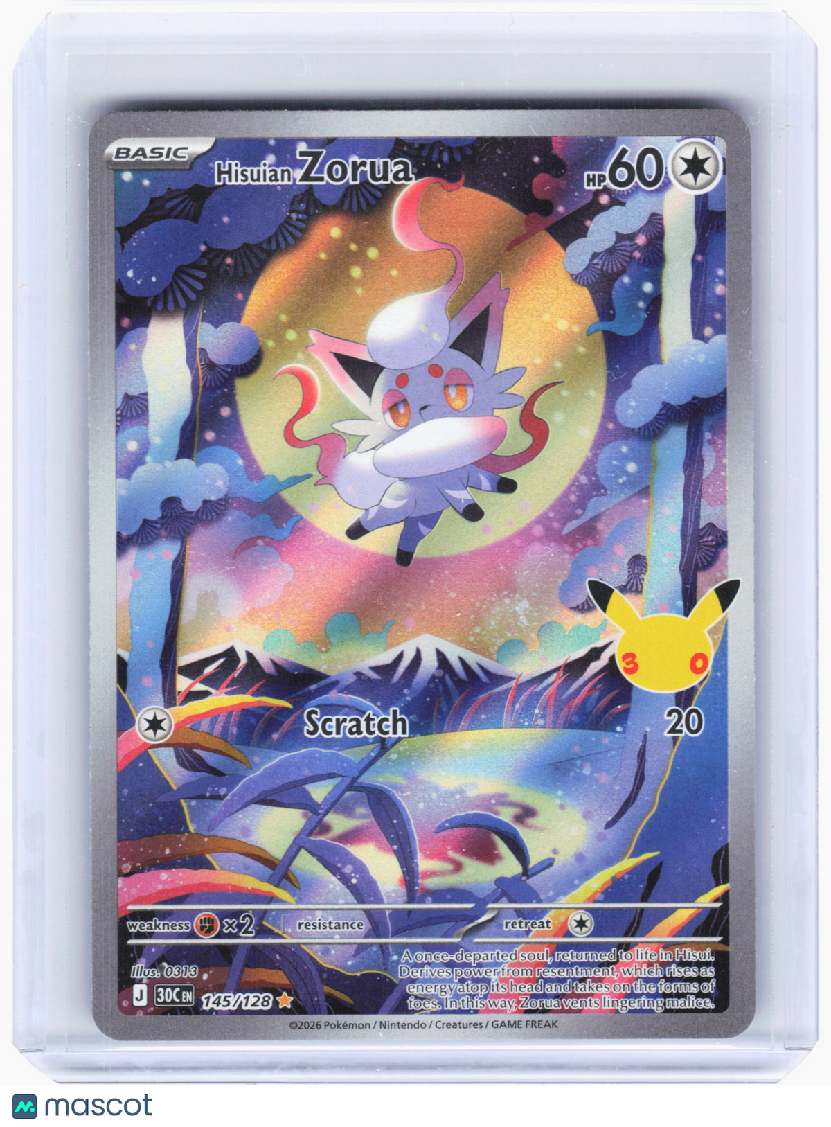 2026 Pokemon—Hisuian Zorua #145 30th Celebration—Illustration Rare Holo
