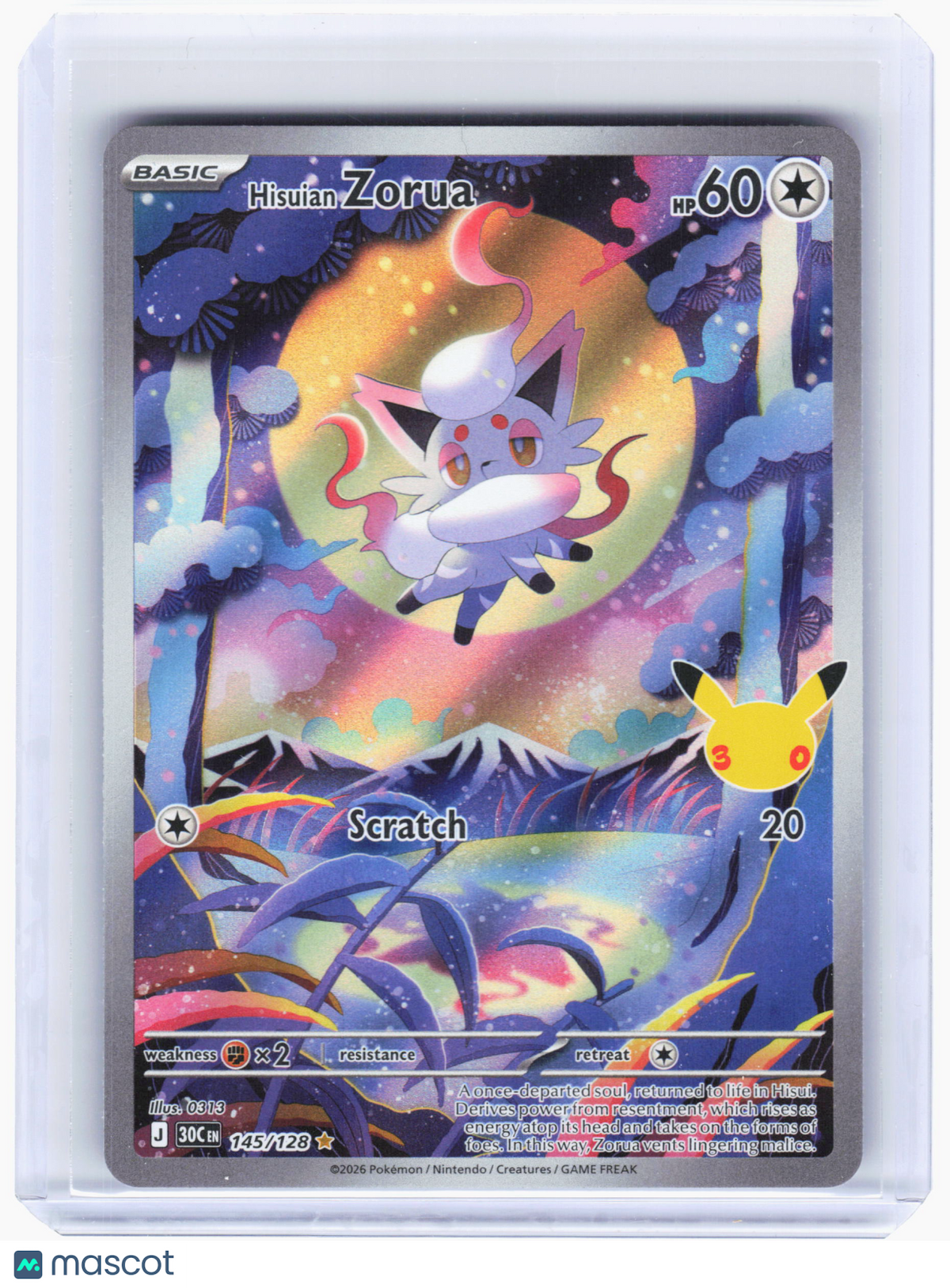 2026 Pokemon—Hisuian Zorua #145 30th Celebration—Illustration Rare Holo