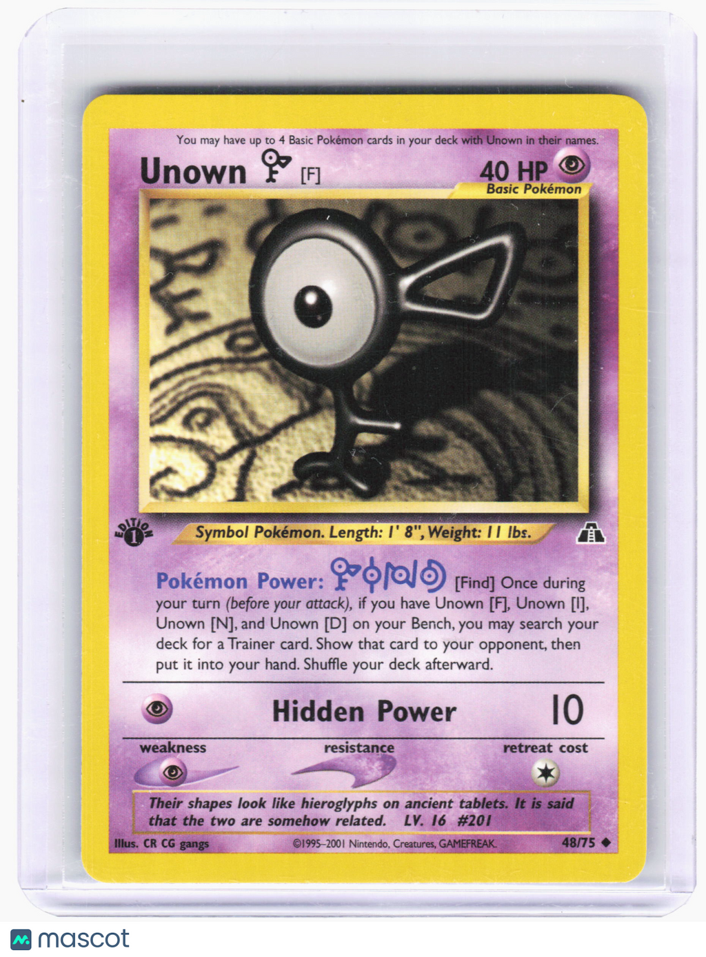 2001 Pokemon—Unown [F] #48 Neo Discovery—Uncommon Nonholo (1st Edition)