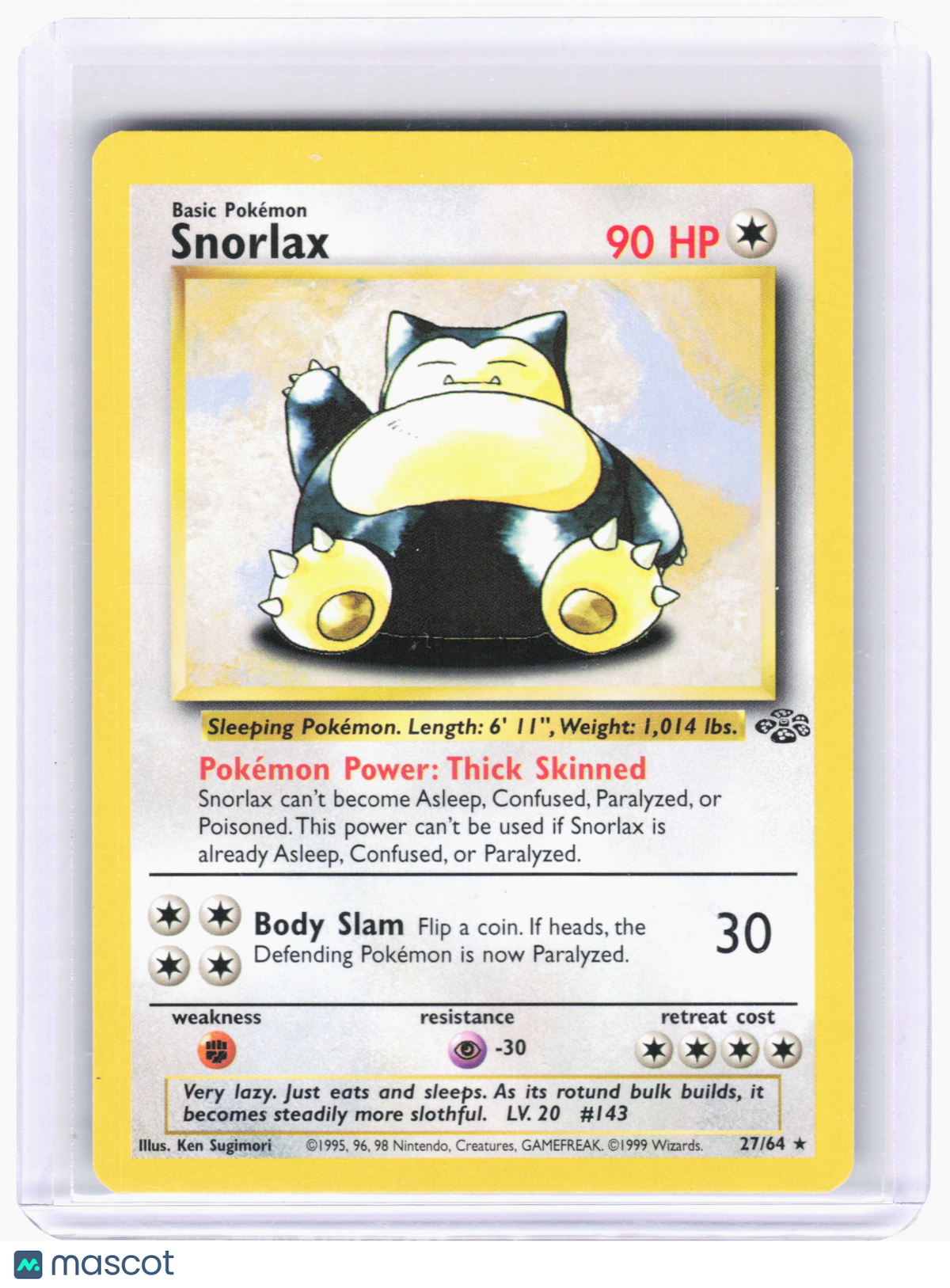 1999 Pokemon—Snorlax #27 Jungle—Rare Nonholo