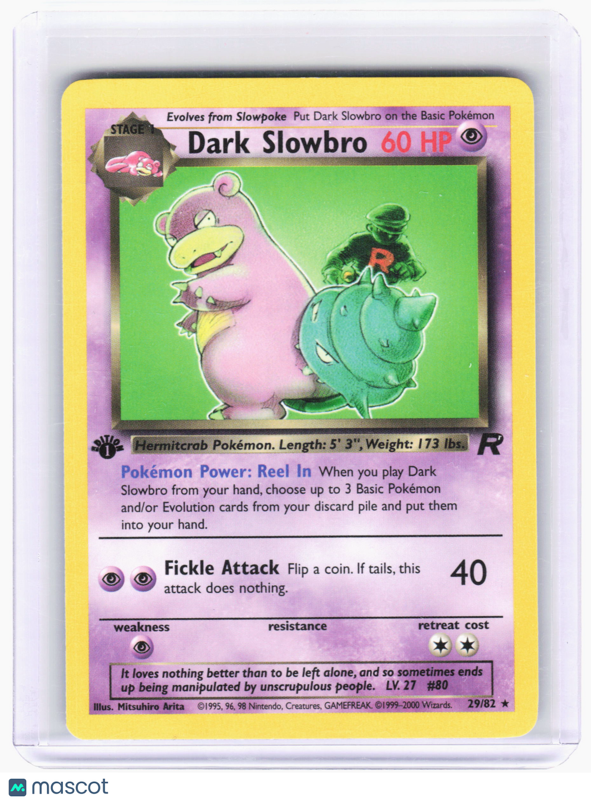 2000 Pokemon—Dark Slowbro #29 Team Rocket—Rare Nonholo (1st Edition) [LP]