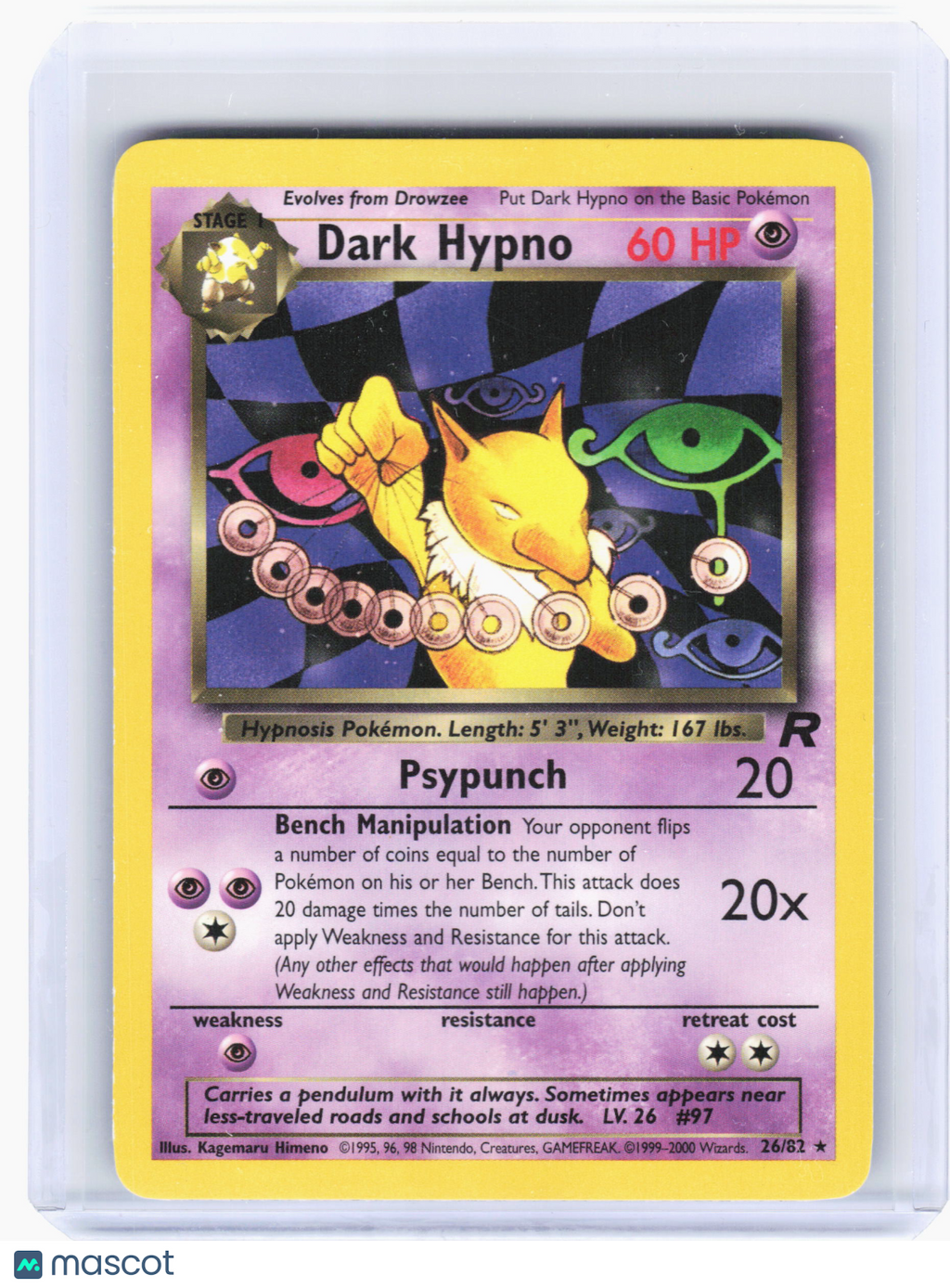 2000 Pokemon—Dark Hypno #26 Team Rocket—Rare Nonholo [Heavily Played]