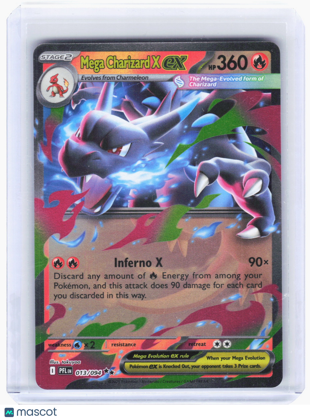 2025 Pokemon—Mega Charizard X ex #13 Phantasmal Flames—Double Rare Holo