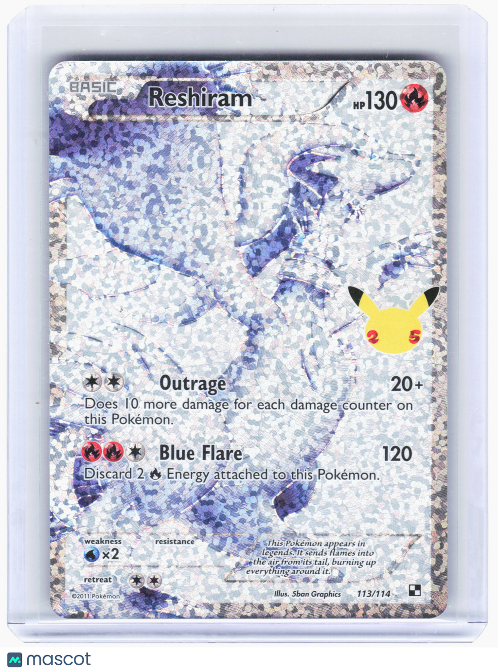 2021 Pokemon—Reshiram #113 Celebrations: Classic Collection—Holo