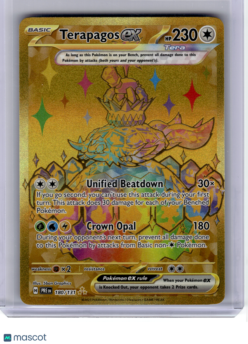 2025 Pokemon—Terapagos ex #180 Prismatic Evolutions—Hyper Rare Gold