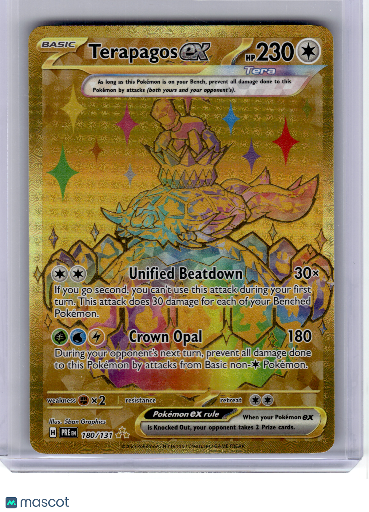 2025 Pokemon—Terapagos ex #180 Prismatic Evolutions—Hyper Rare Gold