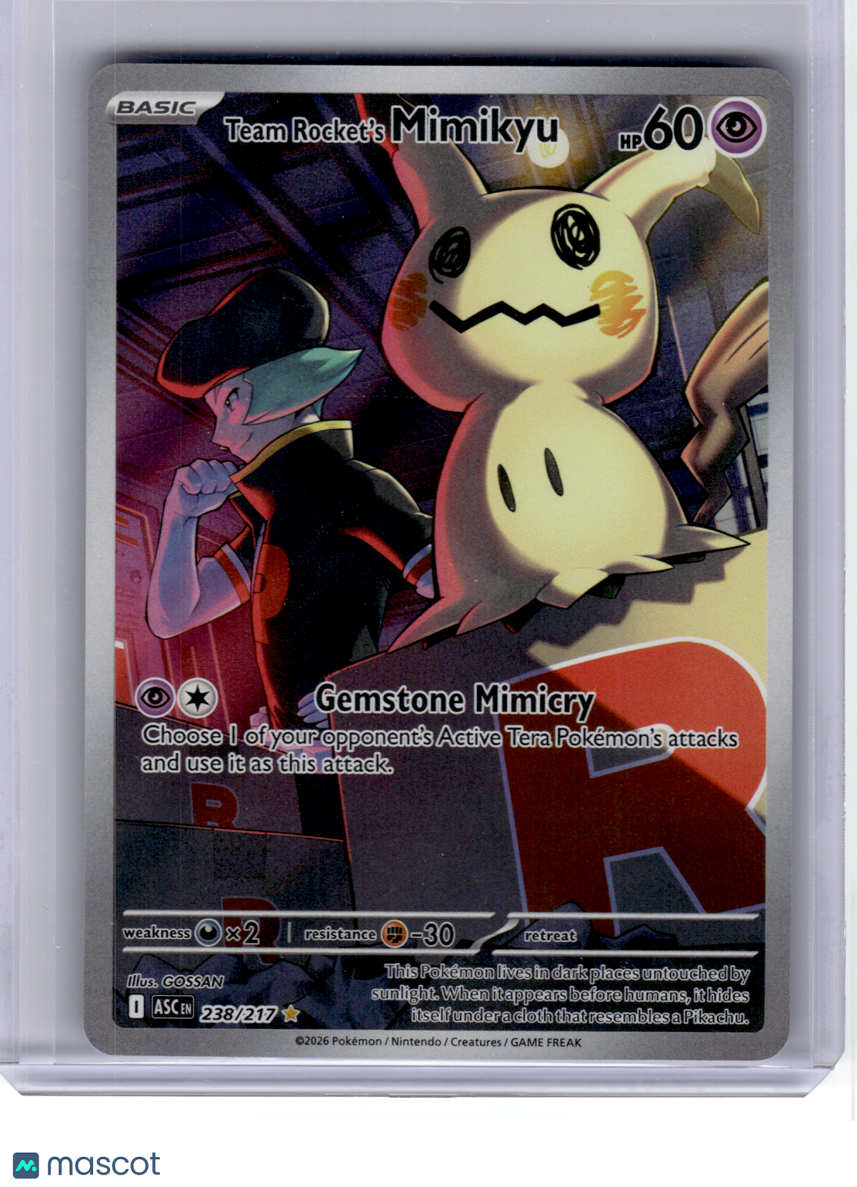 2026 Pokemon—Team Rocket's Mimikyu #238 Ascended Heroes—Illustration Rare Holo