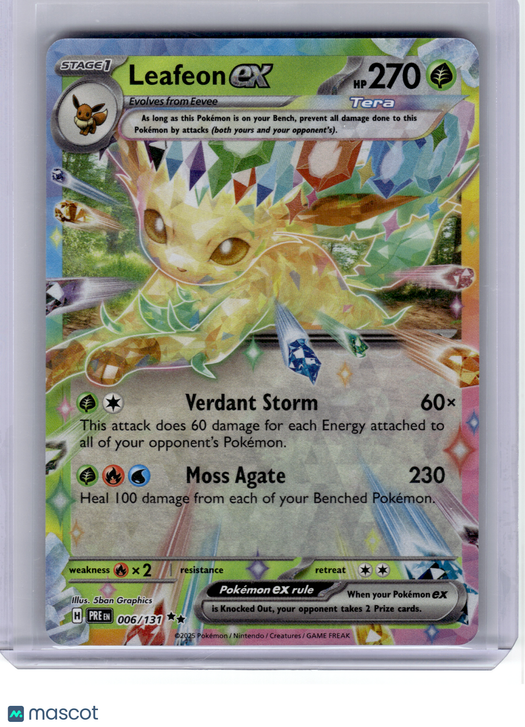 2025 Pokemon—Leafeon ex #6 Prismatic Evolutions—Double Rare Holo