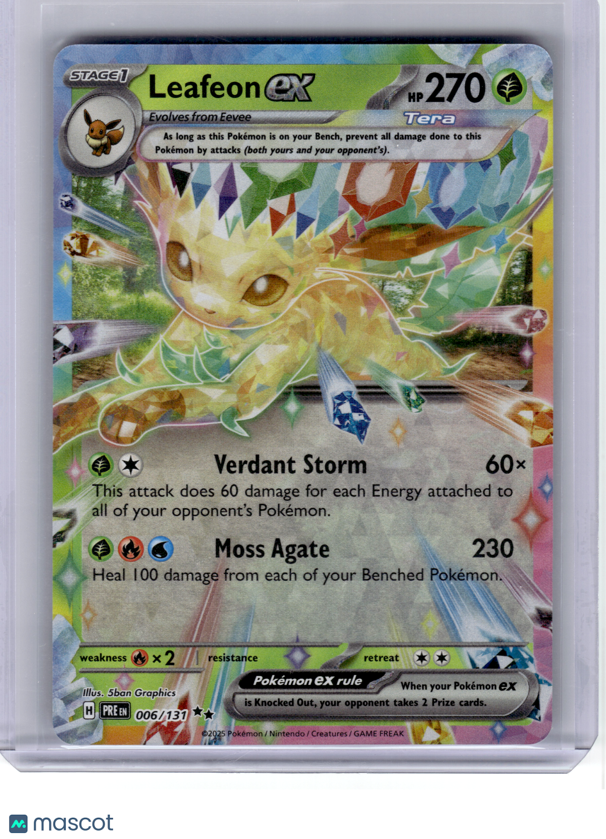 2025 Pokemon—Leafeon ex #6 Prismatic Evolutions—Double Rare Holo