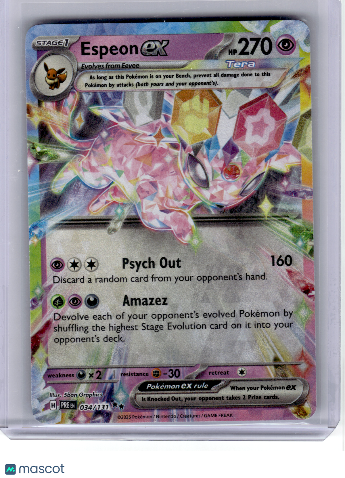 2025 Pokemon—Espeon ex #34 Prismatic Evolutions—Double Rare Holo