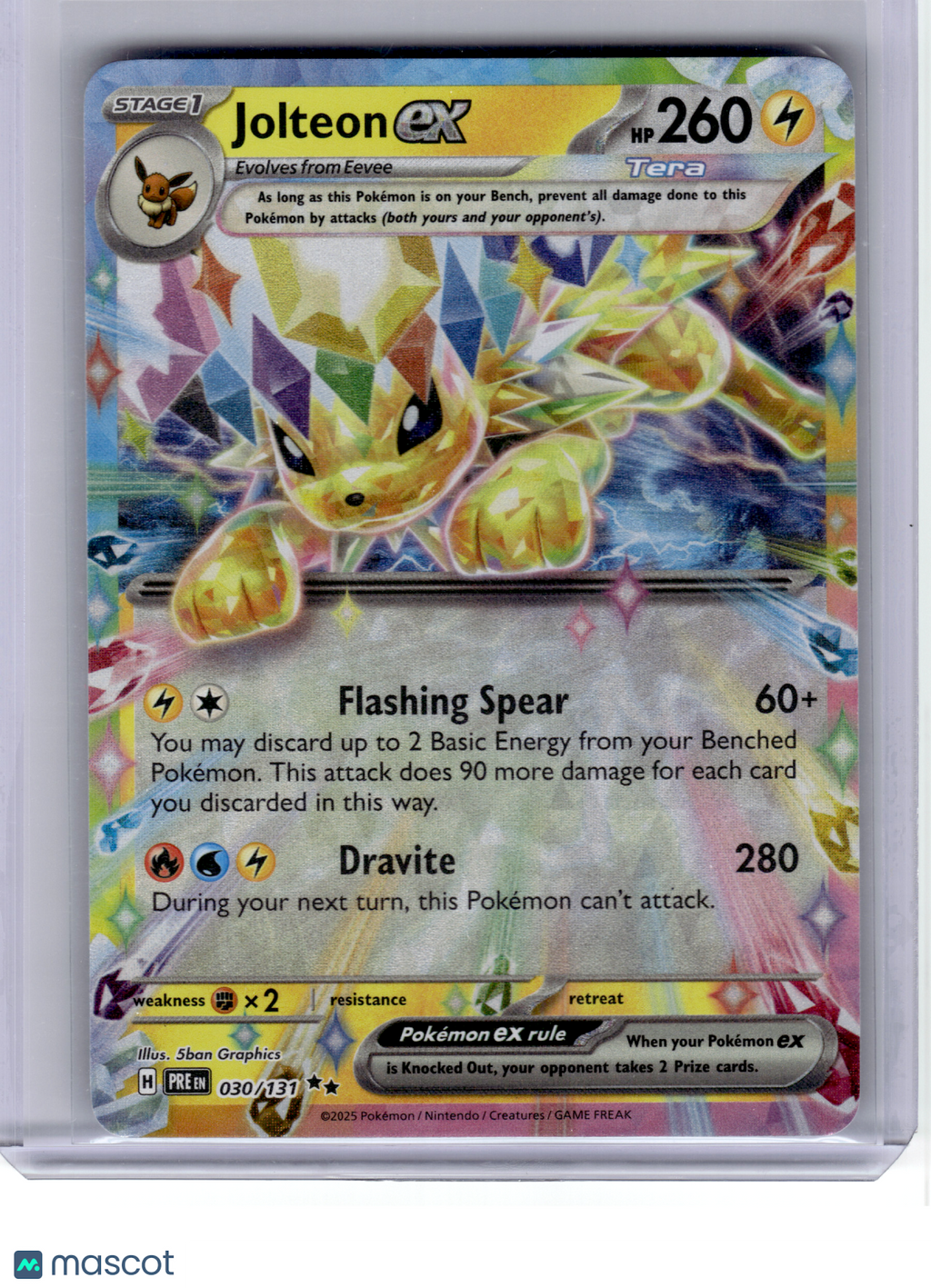 2025 Pokemon—Jolteon ex #30 Prismatic Evolutions—Double Rare Holo