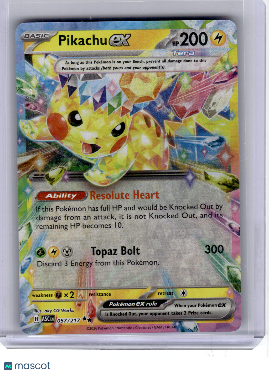 2026 Pokemon—Pikachu ex #57 Ascended Heroes—Double Rare Holo