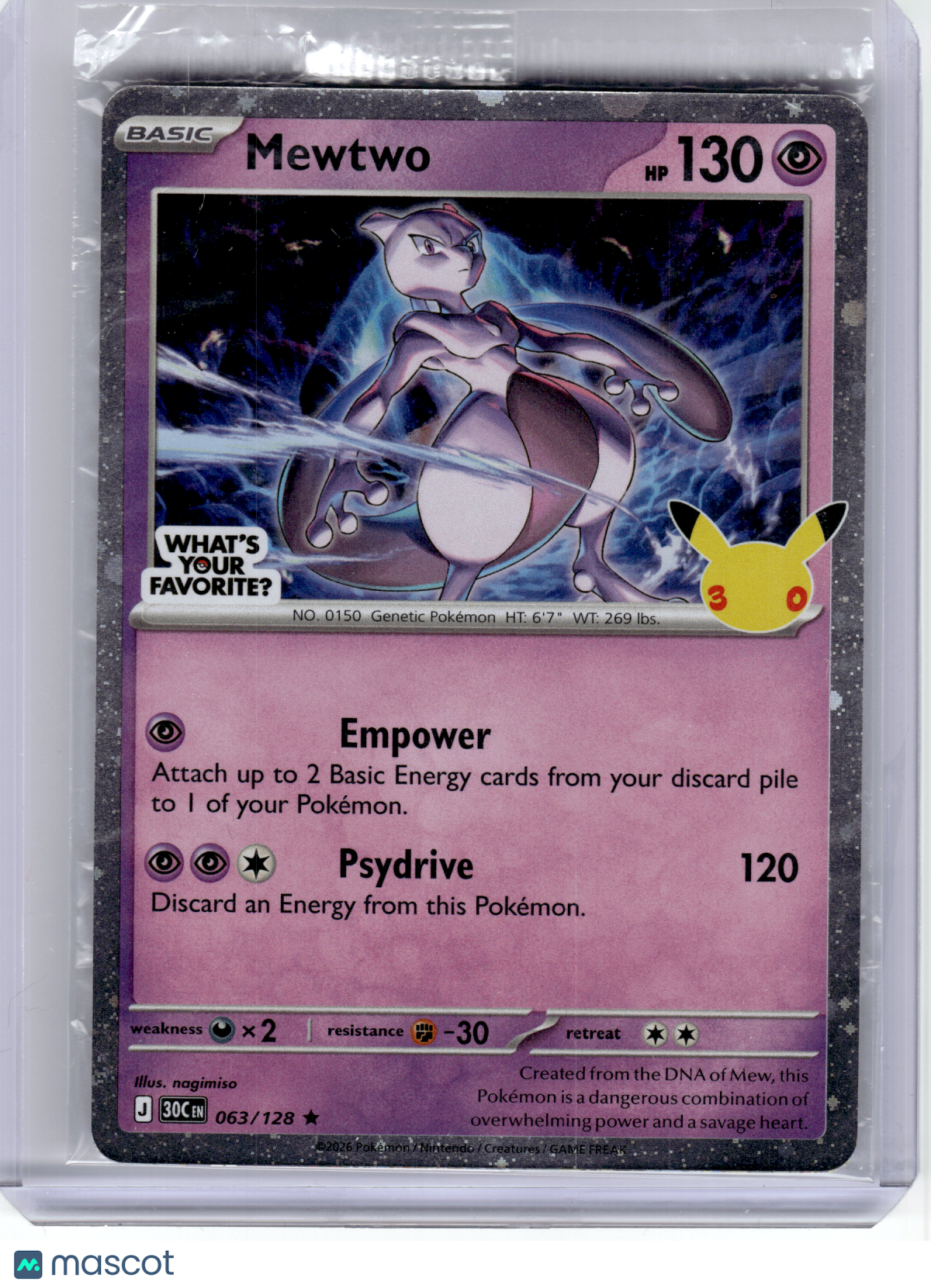 2026 Pokemon—Mewtwo(What's Your Favorite Stamp) #63 MCAP—Rare Holo (Sealed)