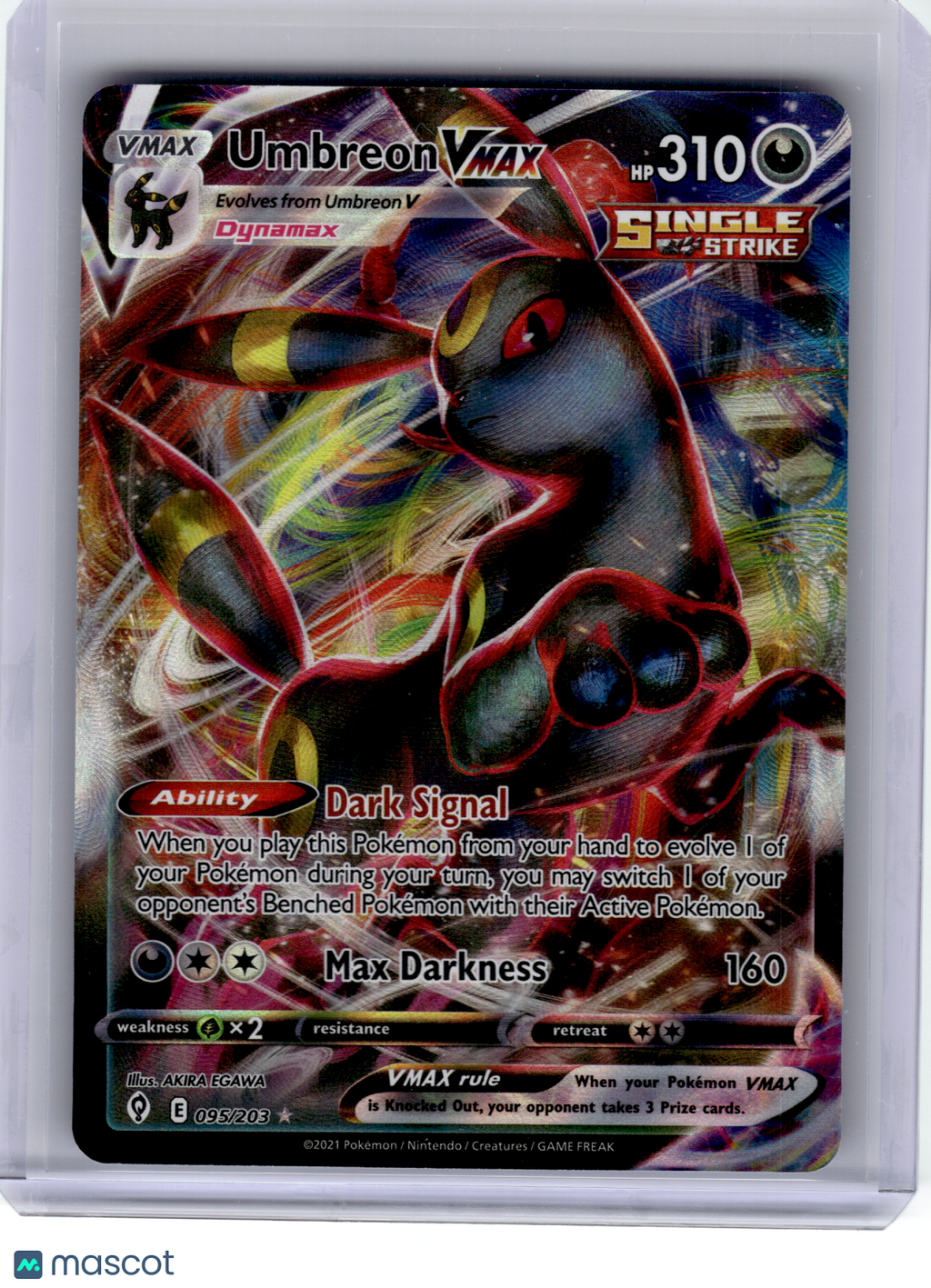 2021 Pokemon—Umbreon VMAX #95 Evolving Skies—Ultra Rare Holo