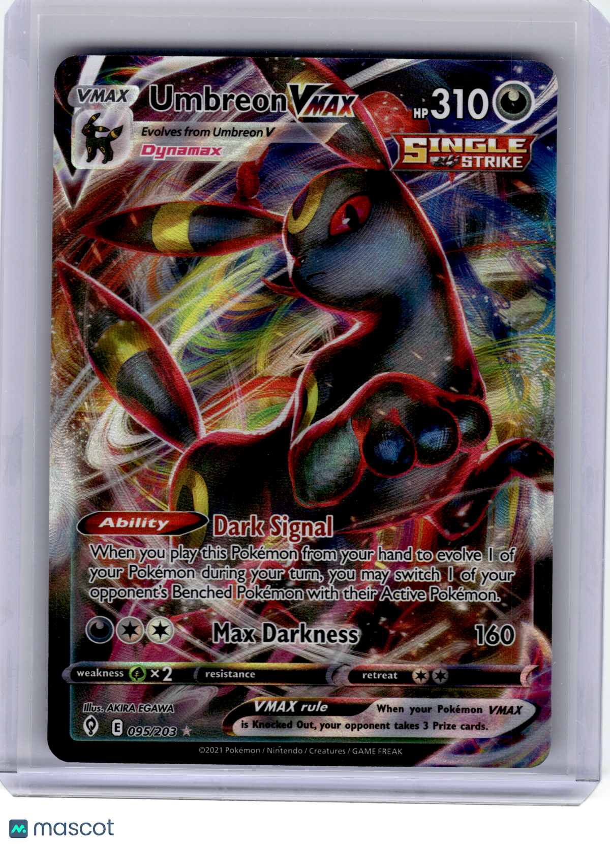 2021 Pokemon—Umbreon VMAX #95 Evolving Skies—Ultra Rare Holo