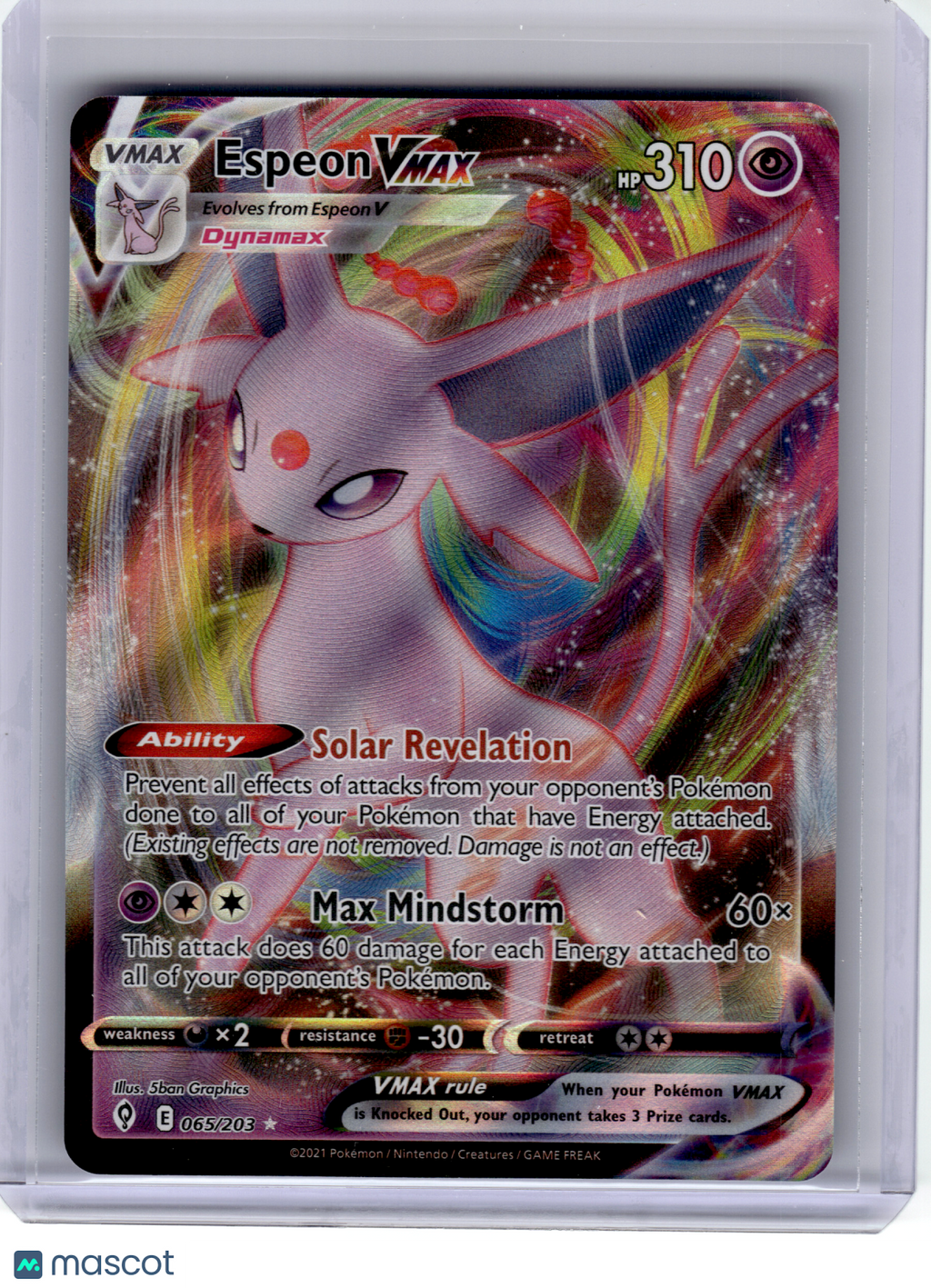2021 Pokemon—Espeon VMAX #65 Evolving Skies—Ultra Rare Holo