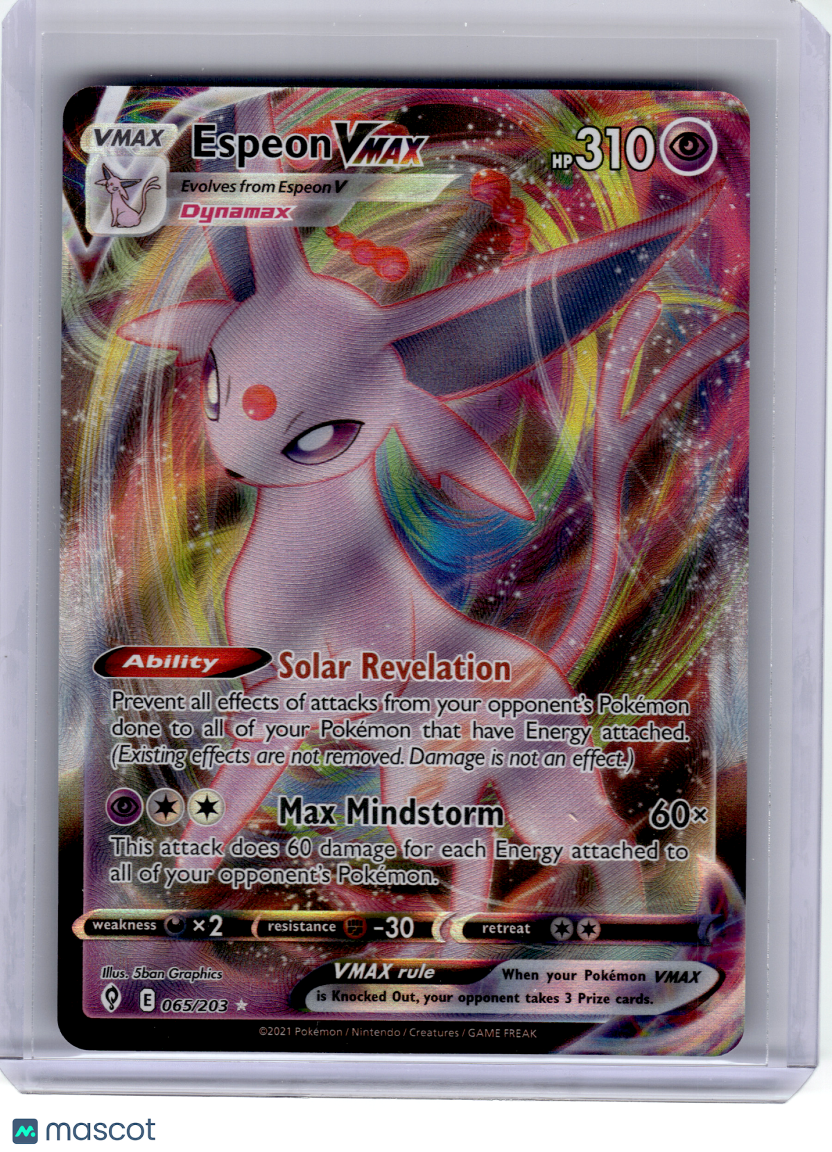 2021 Pokemon—Espeon VMAX #65 Evolving Skies—Ultra Rare Holo