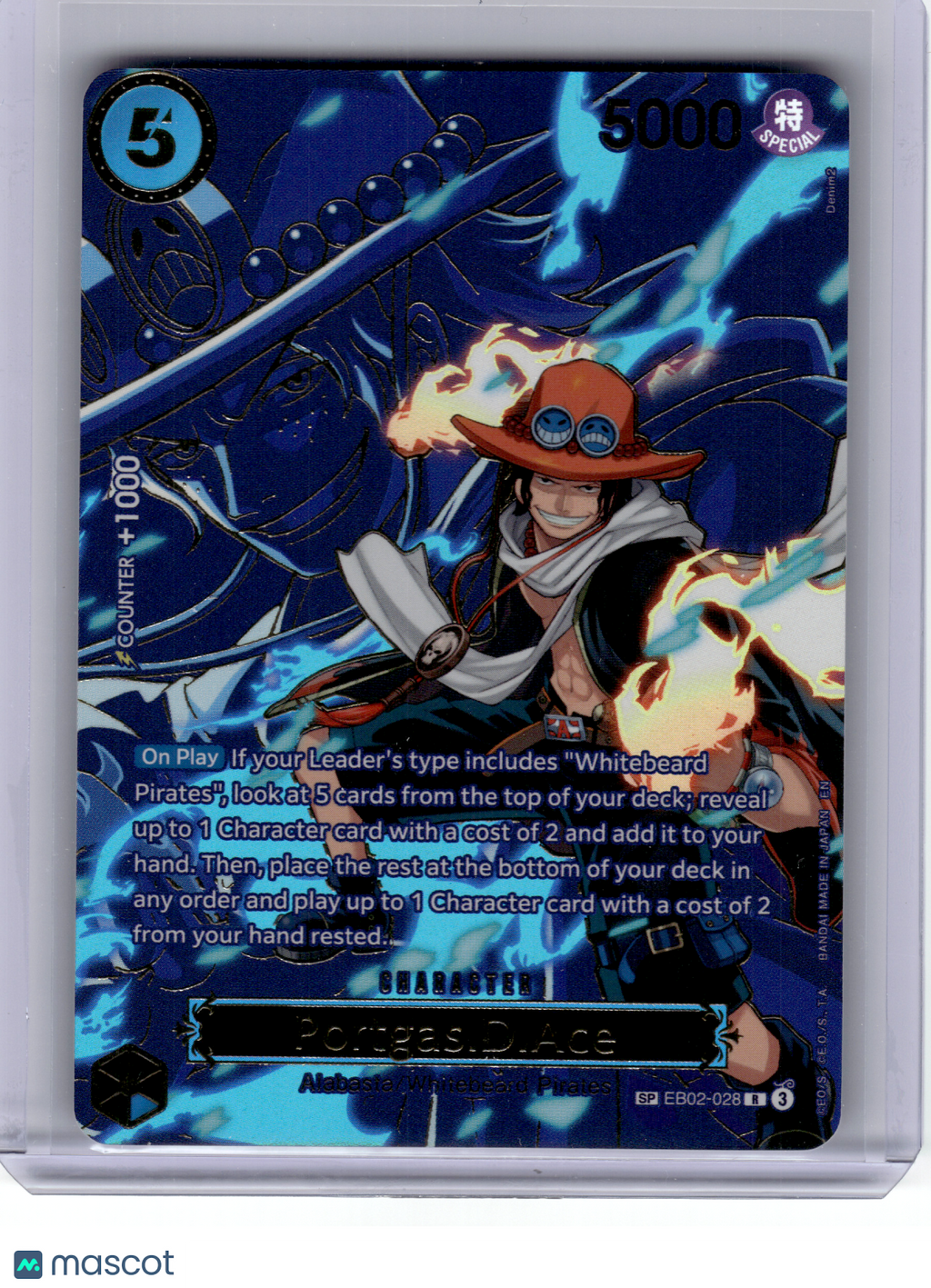 2025 One Piece Card Game—Portgas.D.Ace #EB02-028 Carrying On His Will—Rare Foil