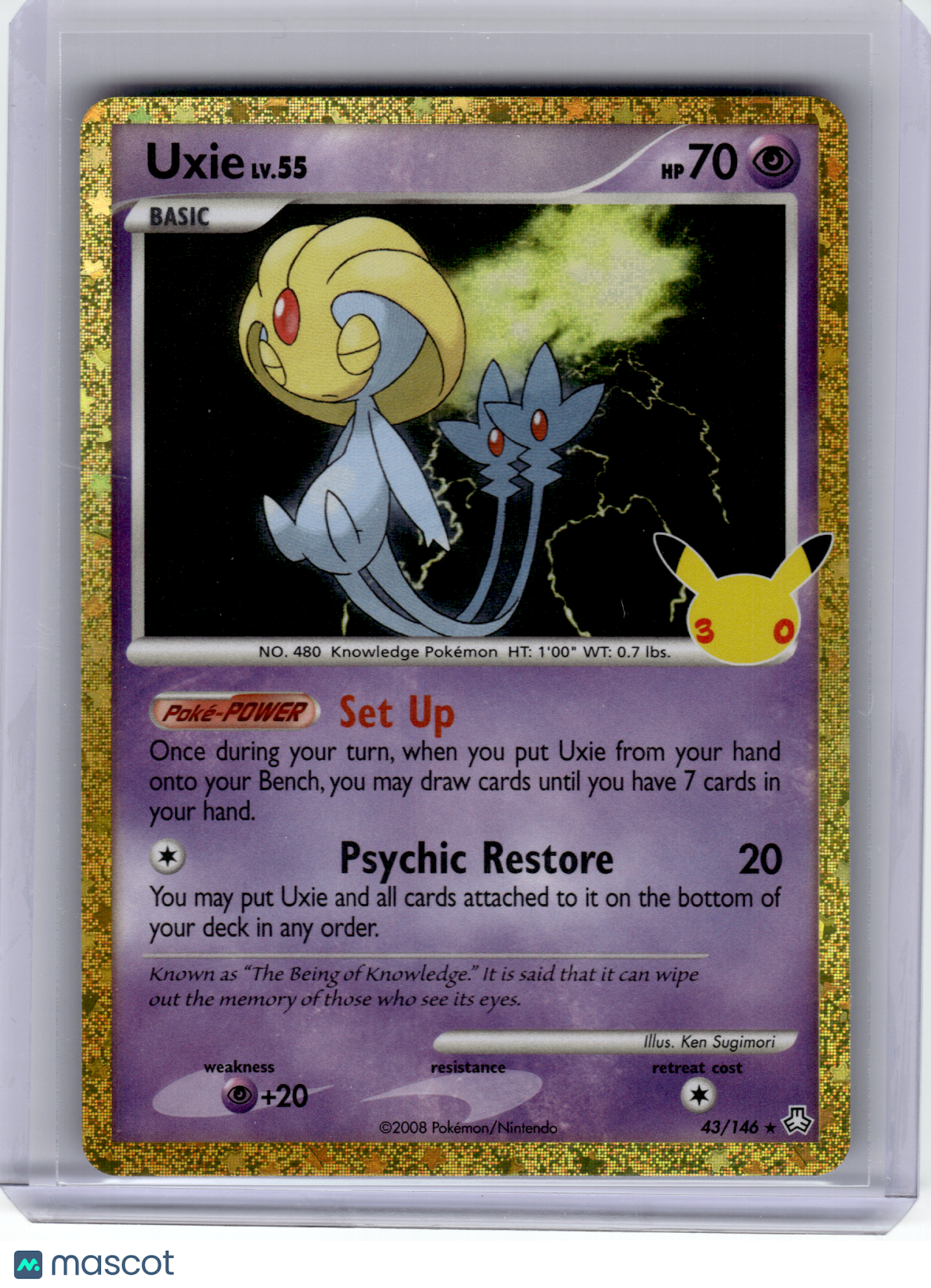 2021 Pokemon—Uxie #43 30th Celebration Classic Collection—Rare Holo