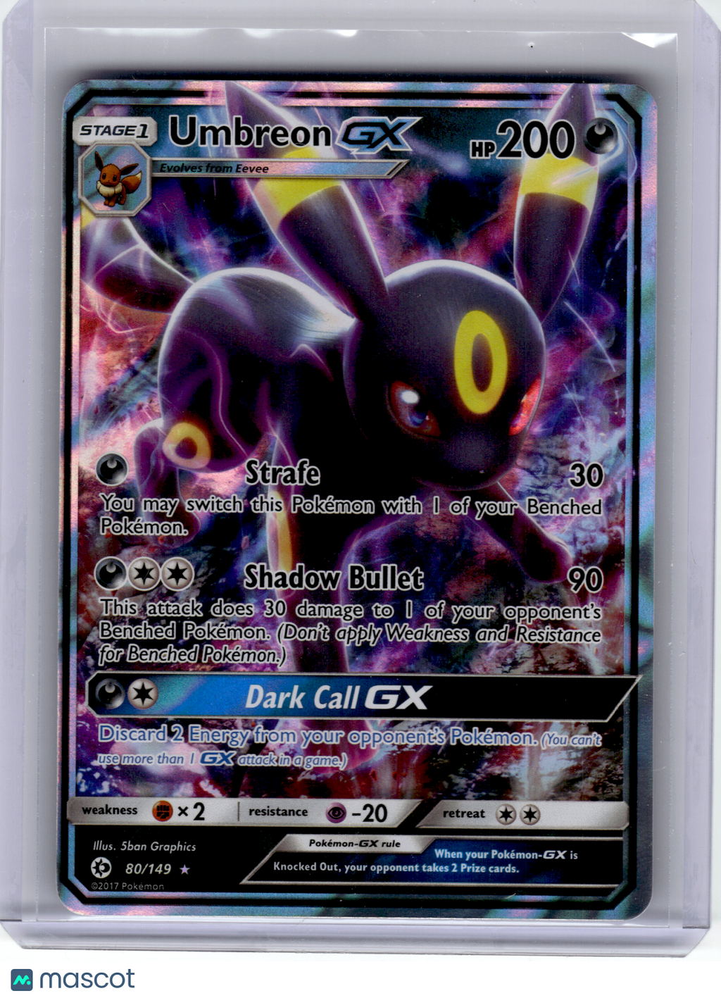 2017 Pokemon—Umbreon GX #80 Sun & Moon—Ultra Rare Holo [Lightly Played]