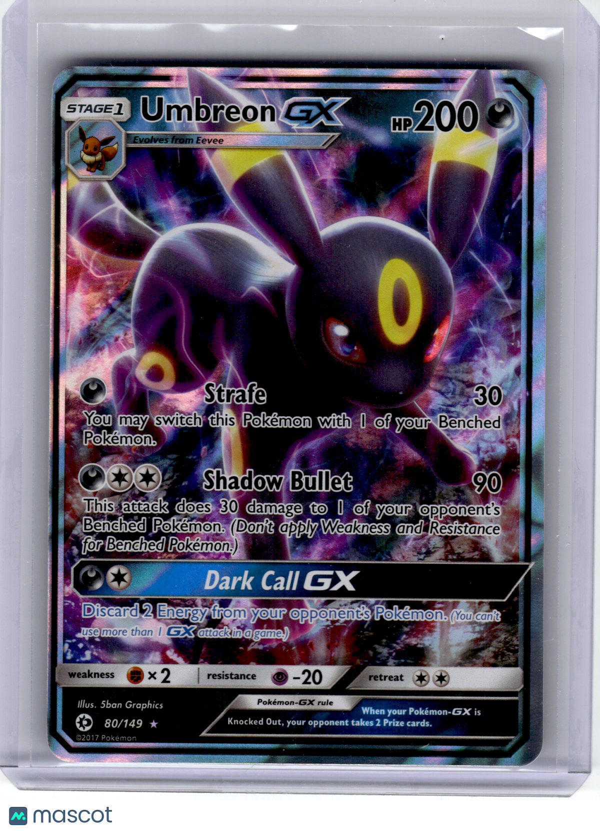 2017 Pokemon—Umbreon GX #80 Sun & Moon—Ultra Rare Holo [Lightly Played]