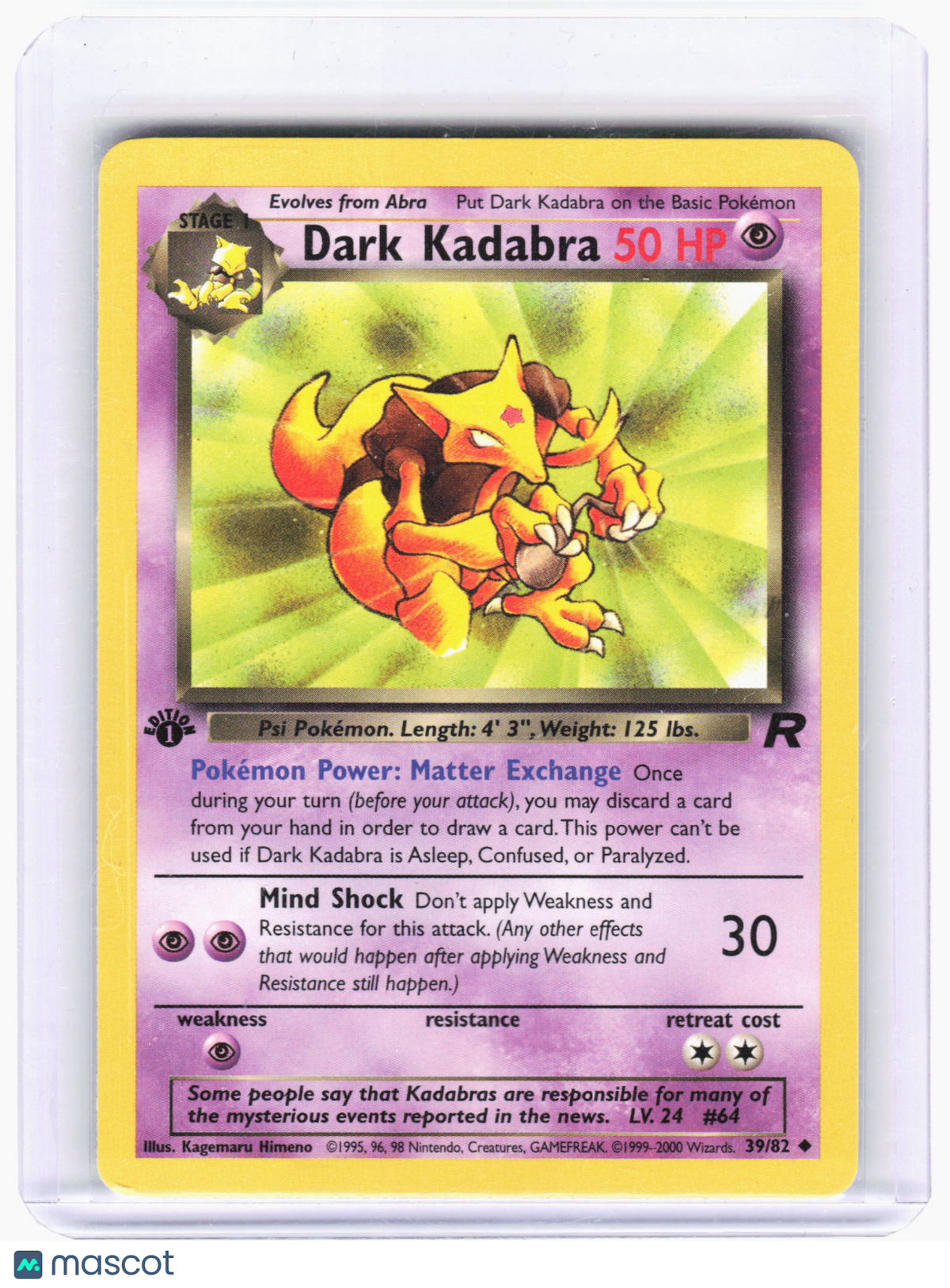 2000 Pokemon—Dark Kadabra #39 Team Rocket—Uncommon (1st Edition) [LP]