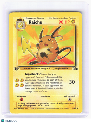 1999 Pokemon—Raichu #29 Fossil—Rare Nonholo (1st Edition) [Lightly Played]