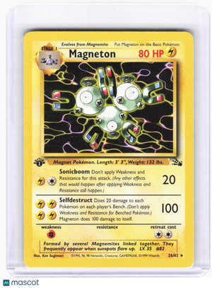 1999 Pokemon—Magneton #26 Fossil—Rare Nonholo (1st Edition) [Lightly Played]