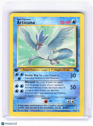 1999 Pokemon—Articuno #17 Fossil—Rare Nonholo [Moderately Played] (1st Edition)