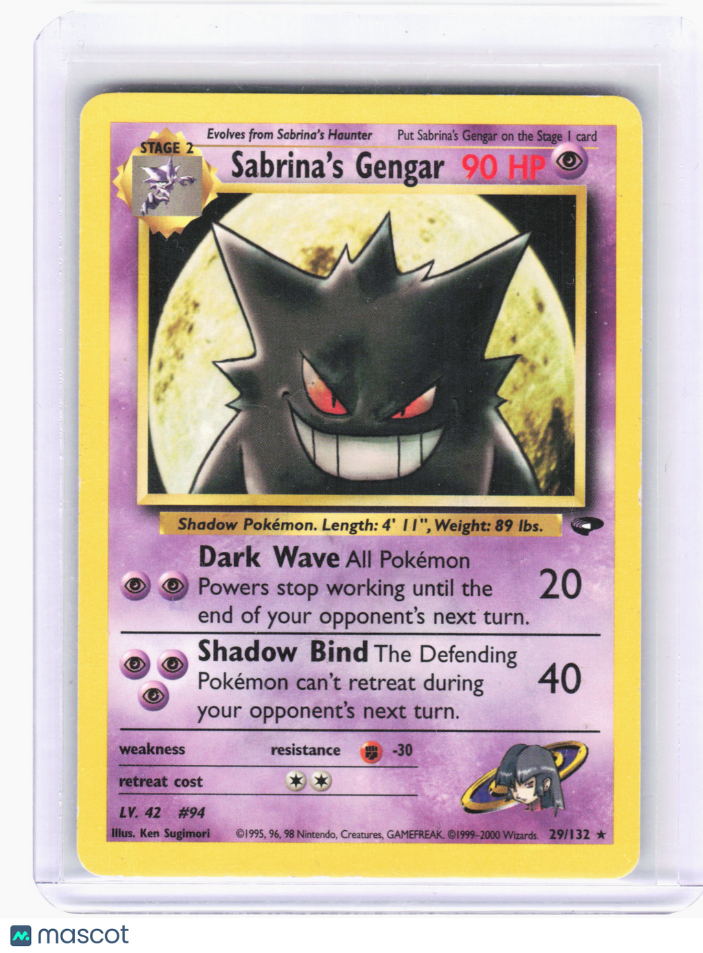 2000 Pokemon—Sabrina's Gengar #29 Gym Challenge—Rare [Heavily Played]
