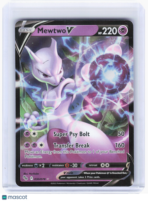 2022 Pokemon—Mewtwo V #30 GO—Ultra Rare Holo
