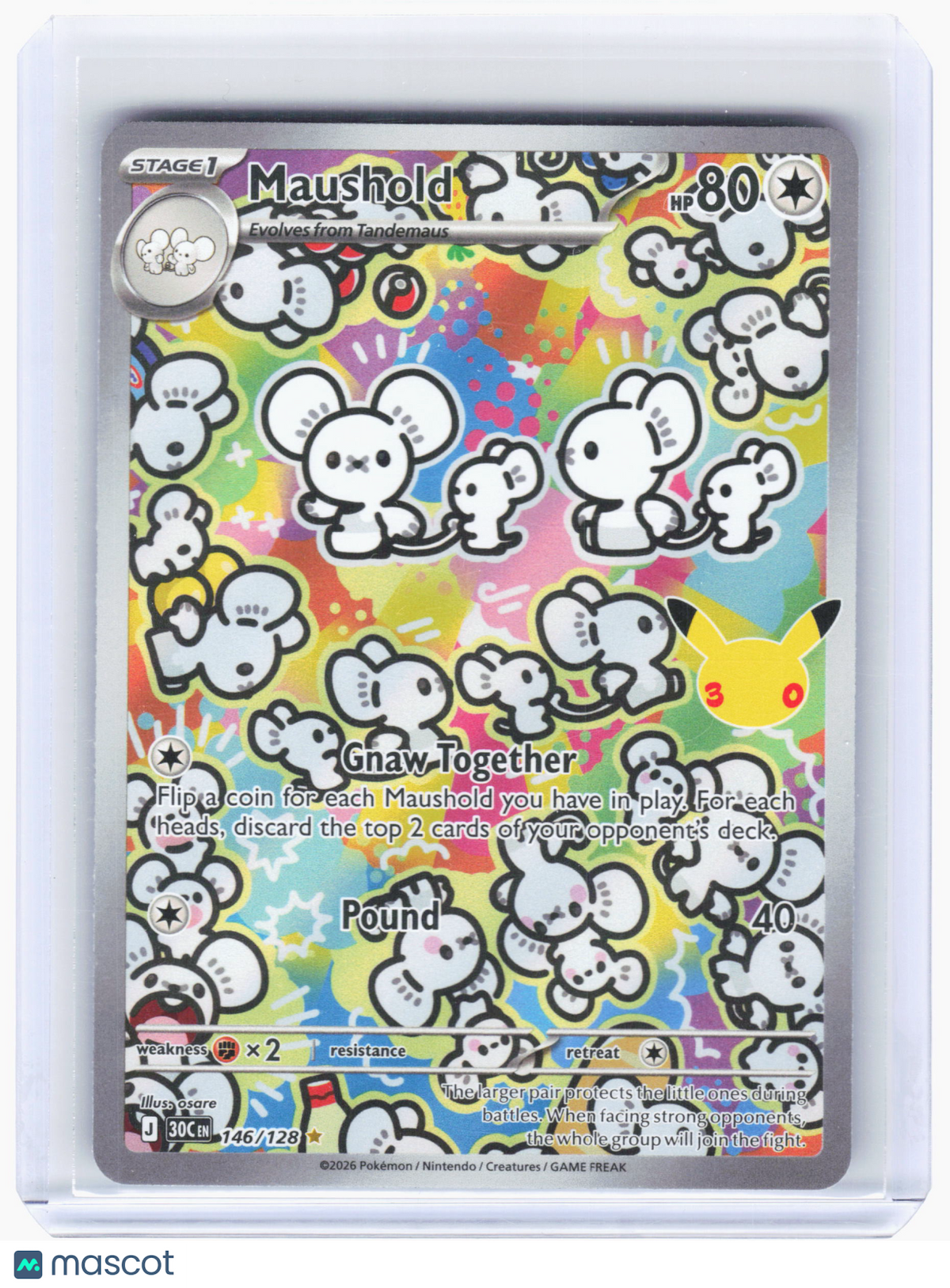 2026 Pokemon—Maushold #146 30th Celebration—Illustration Rare Holo