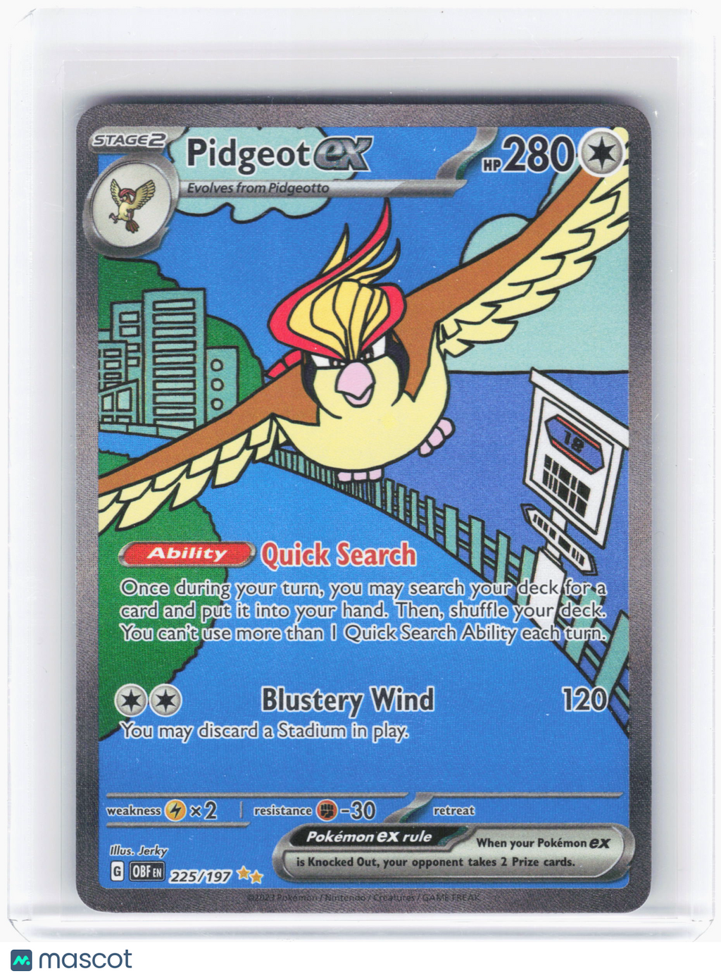 2023 Pokemon—Pidgeot ex #225 Obsidian Flames—Special Illustration Rare Holo