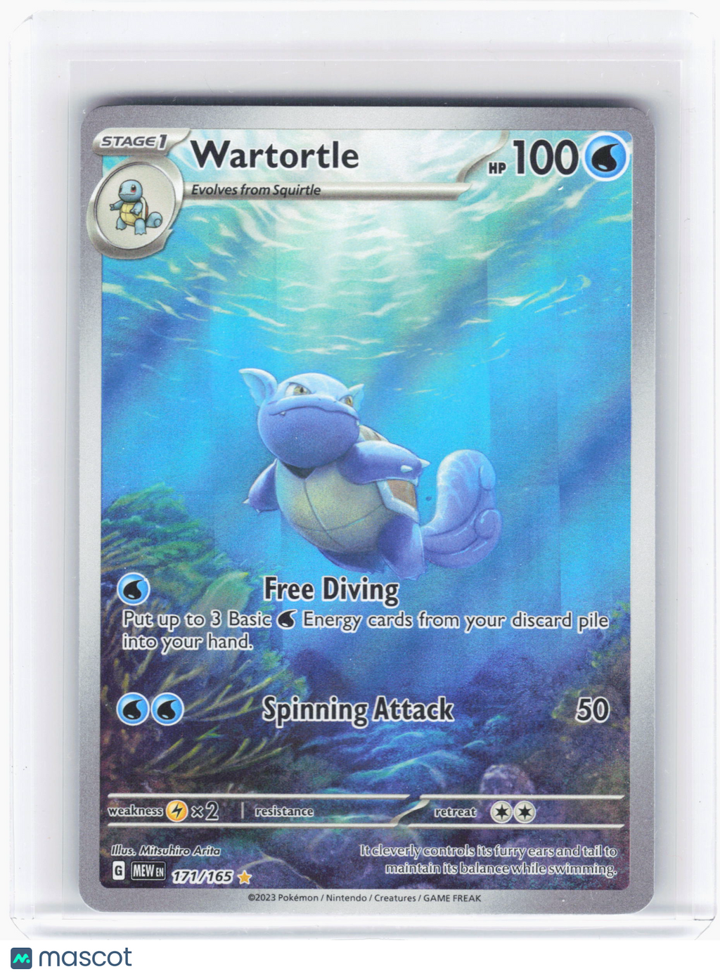 2023 Pokemon—Wartortle #171 Scarlet & Violet 151—Illustration Rare Holo