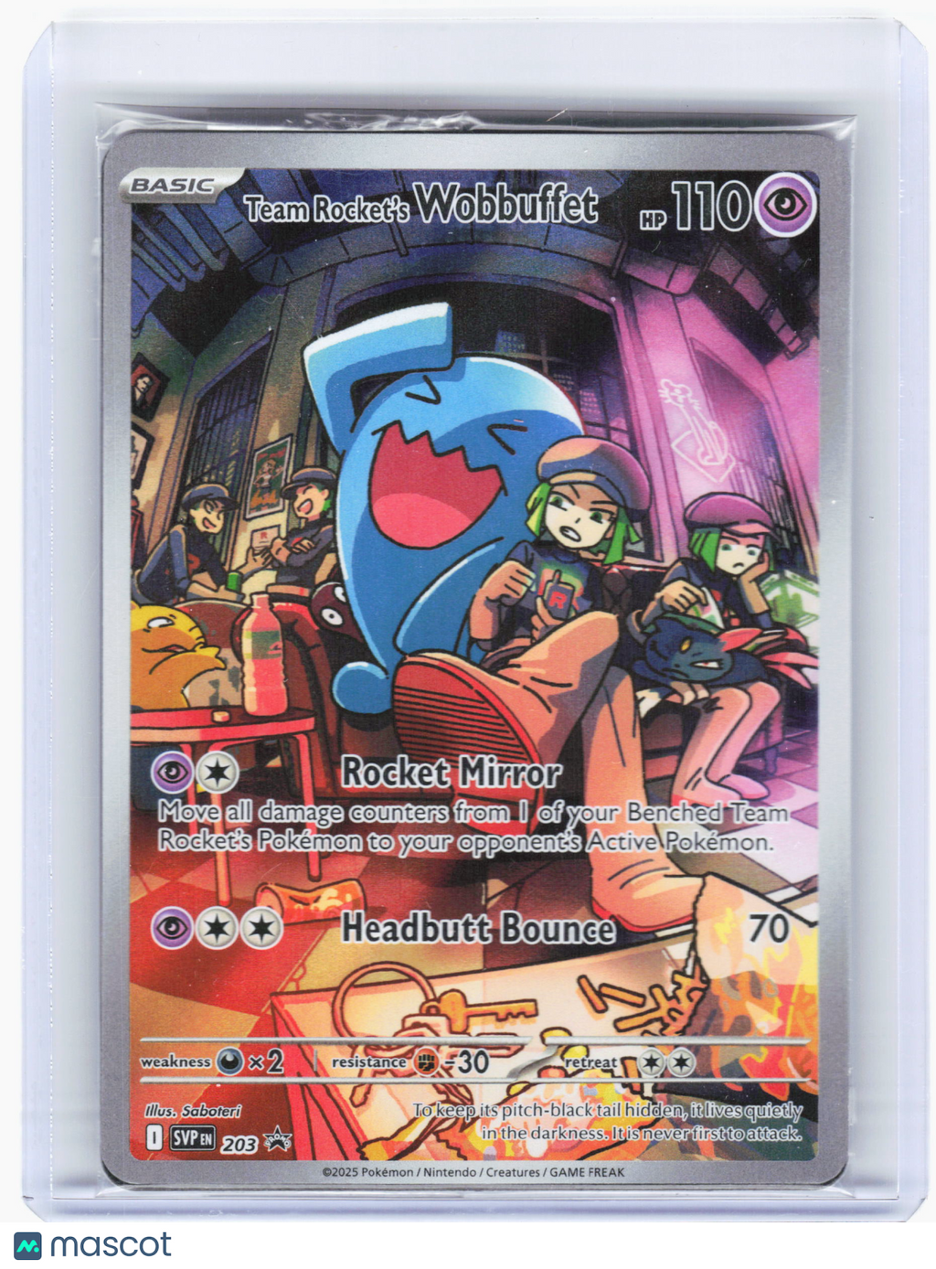 2025 Pokemon—Team Rocket's Wobbuffet #203 Scarlet & Violet—Promo (Sealed)