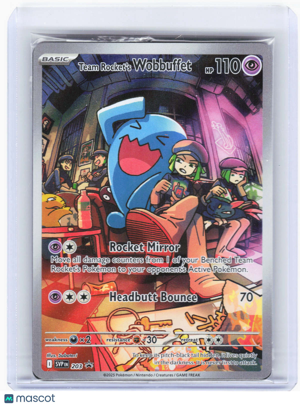 2025 Pokemon—Team Rocket's Wobbuffet #203 Scarlet & Violet—Promo (Sealed)