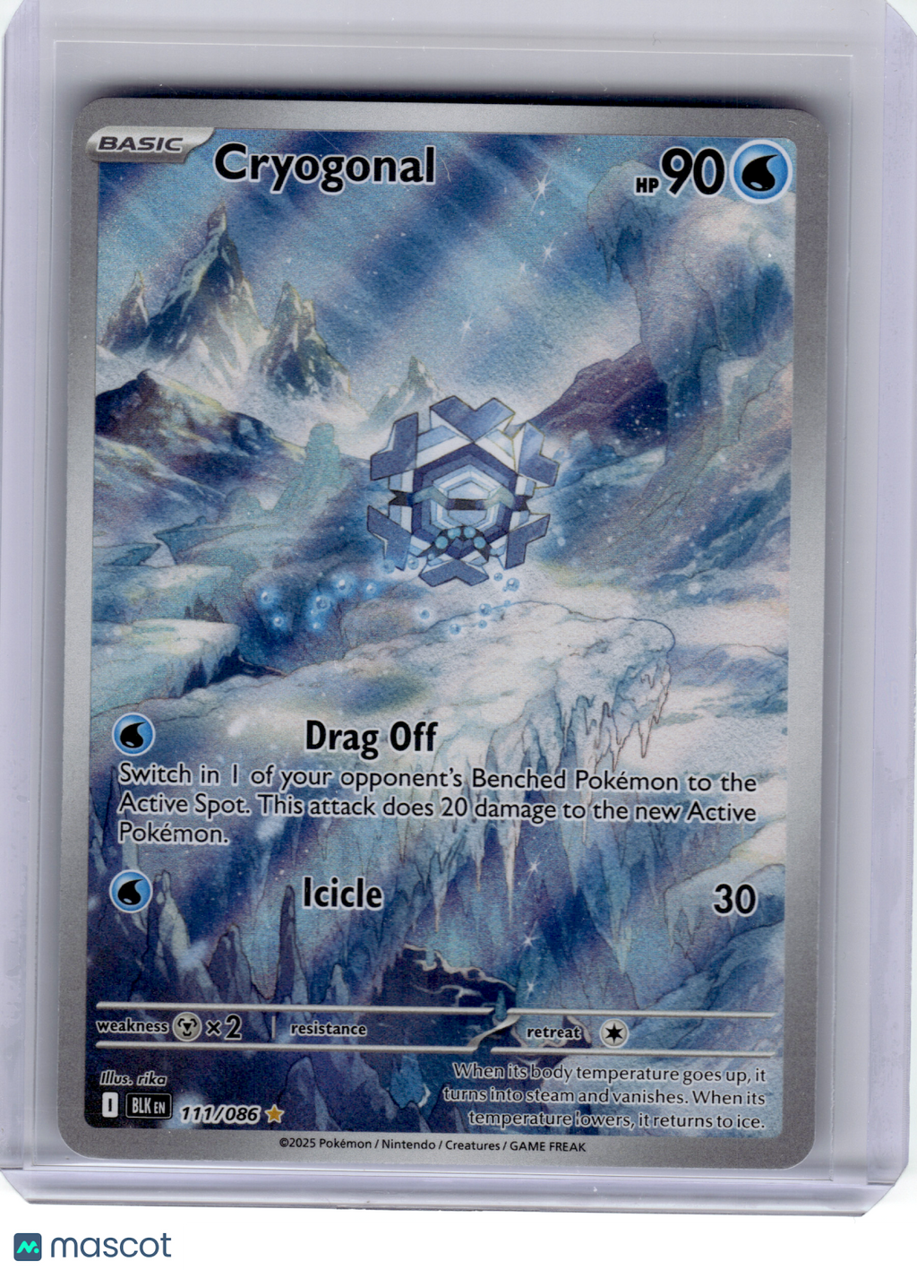 2025 Pokemon—Cryogonal #111 Black Bolt—Illustration Rare Holo