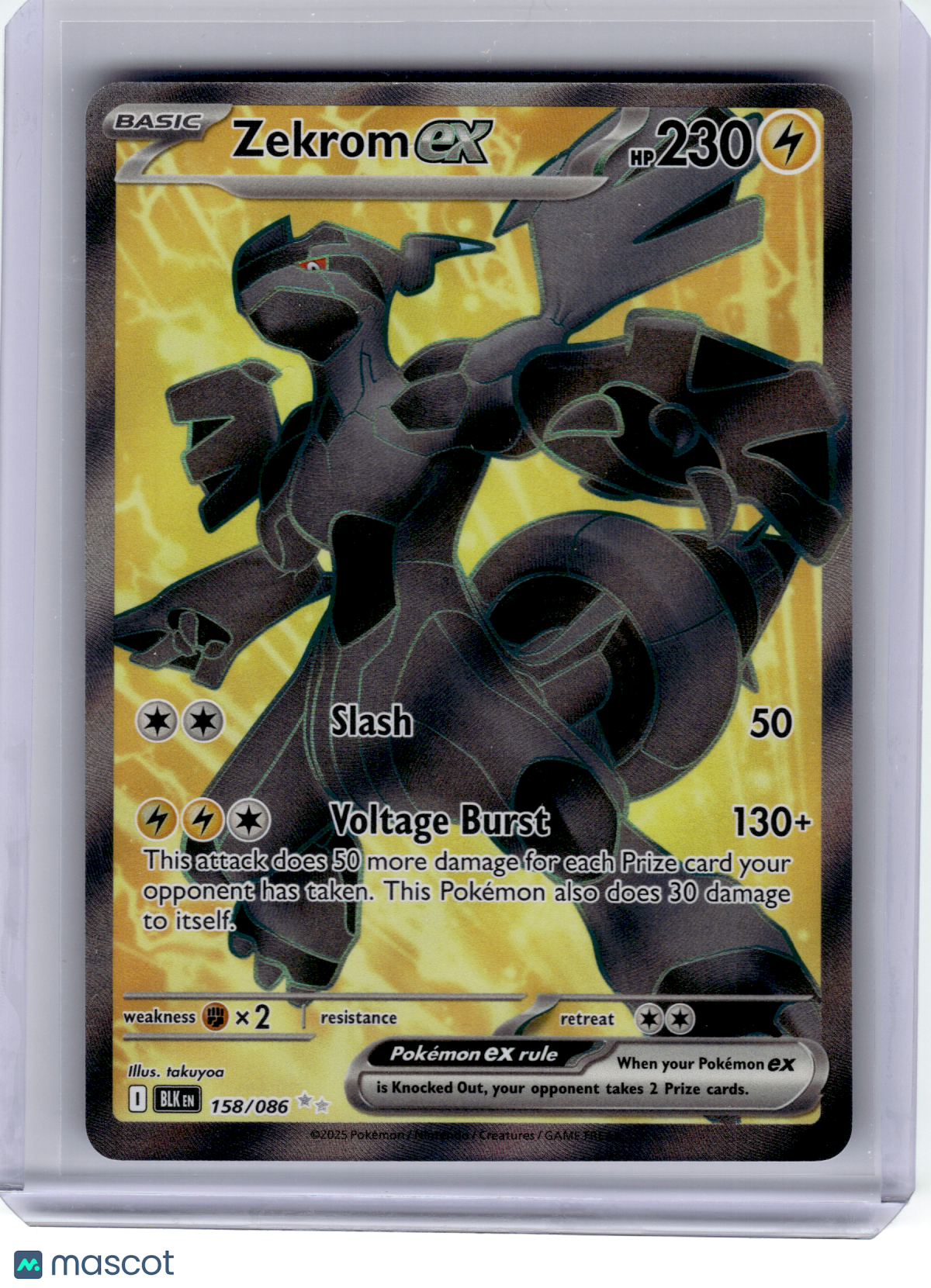 2025 Pokemon—Zekrom EX #158 Black Bolt—Ultra Rare Holo