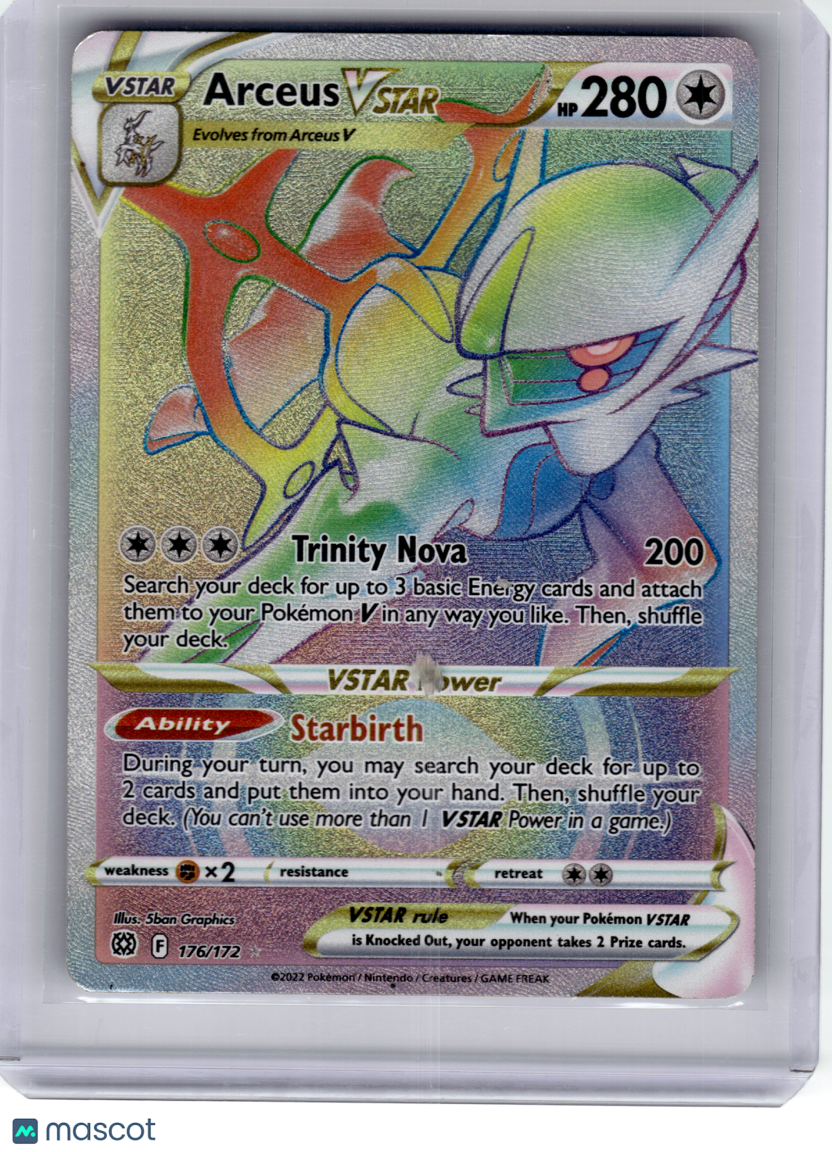 2022 Pokemon—Arceus VSTAR #176 Brilliant Stars—Secret Rare Rainbow [Damaged]