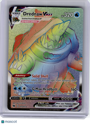 2020 Pokemon—Drednaw VMAX #75/73 Champion’s Path—Secret Rare Rainbow
