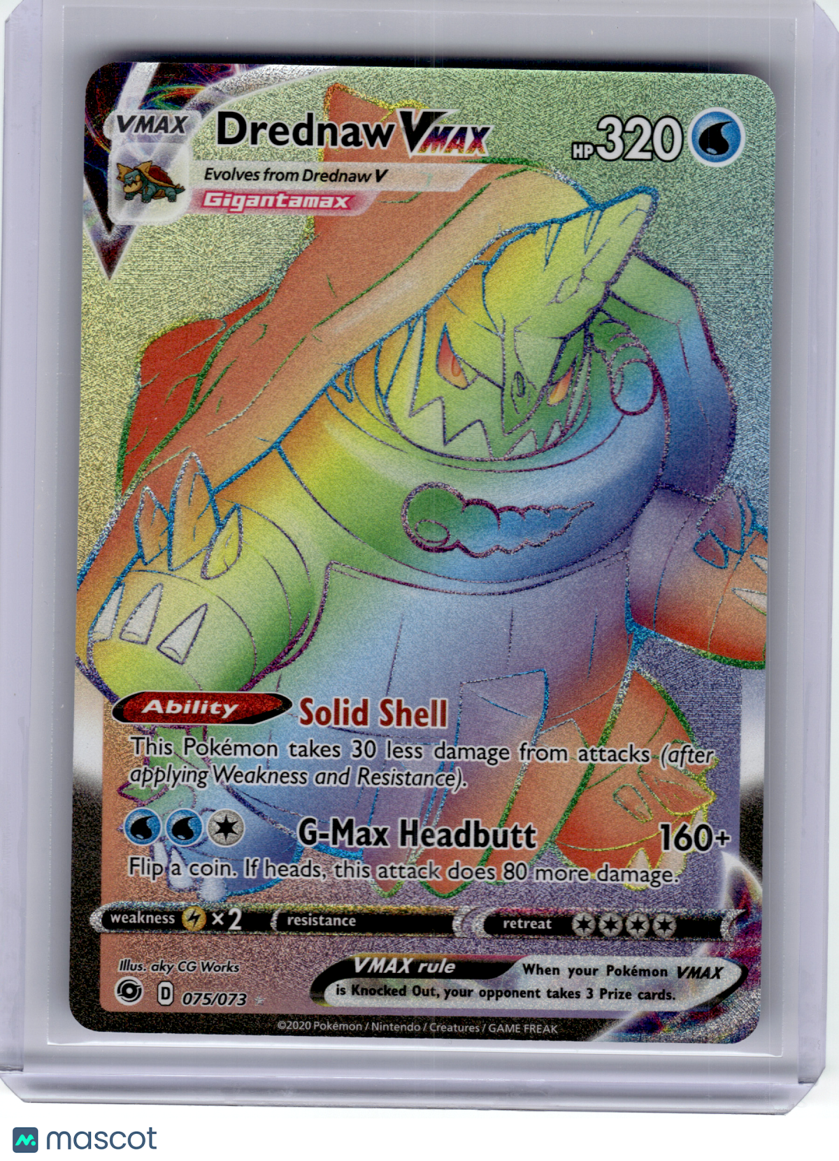 2020 Pokemon—Drednaw VMAX #75/73 Champion’s Path—Secret Rare Rainbow