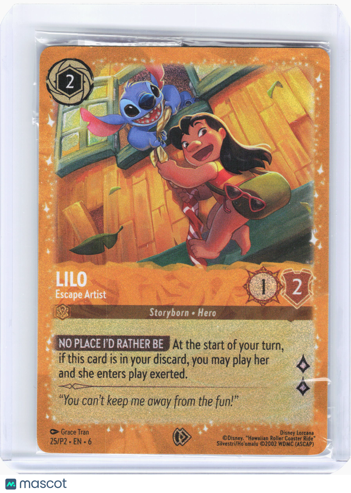 2025 Lorcana TCG—Lilo - Escape Artist #25 Disney Lorcana—Promo Foil (Sealed)