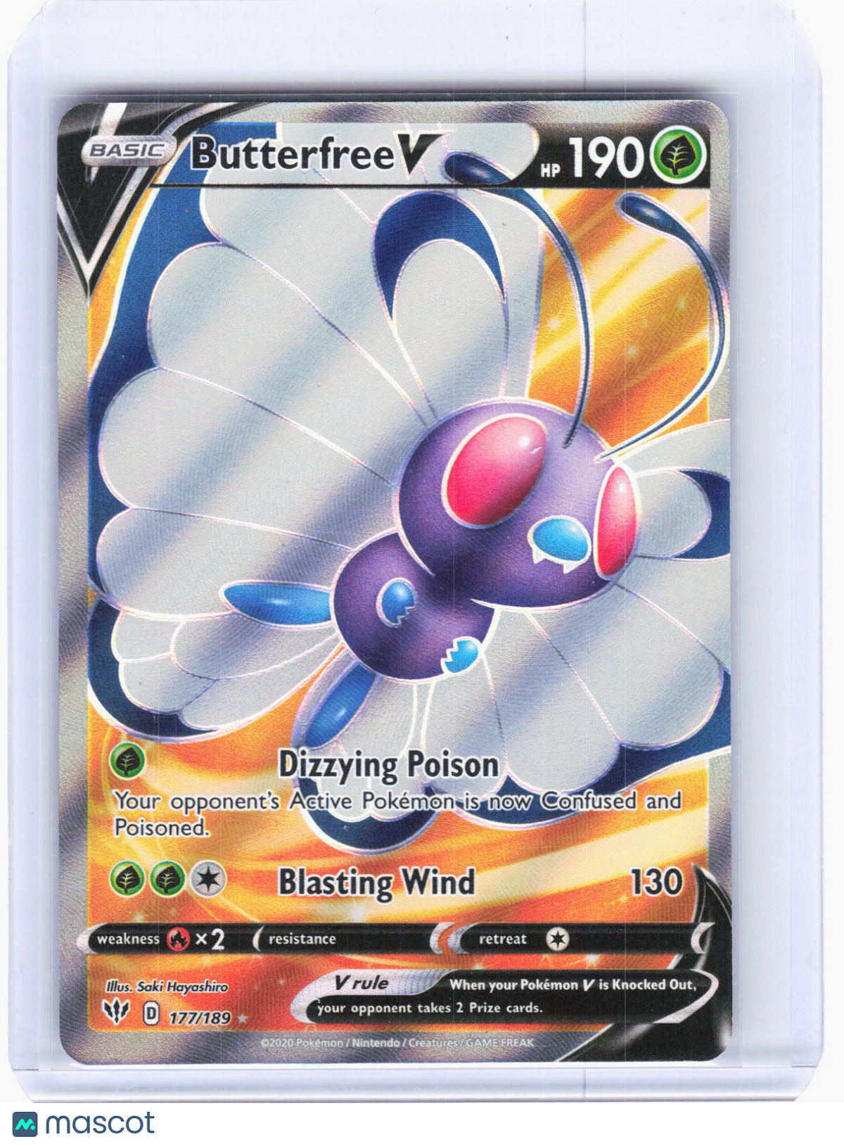 2020 Pokemon—Butterfree V (Full Art) #177/189 Darkness Ablaze—Ultra Rare Foil
