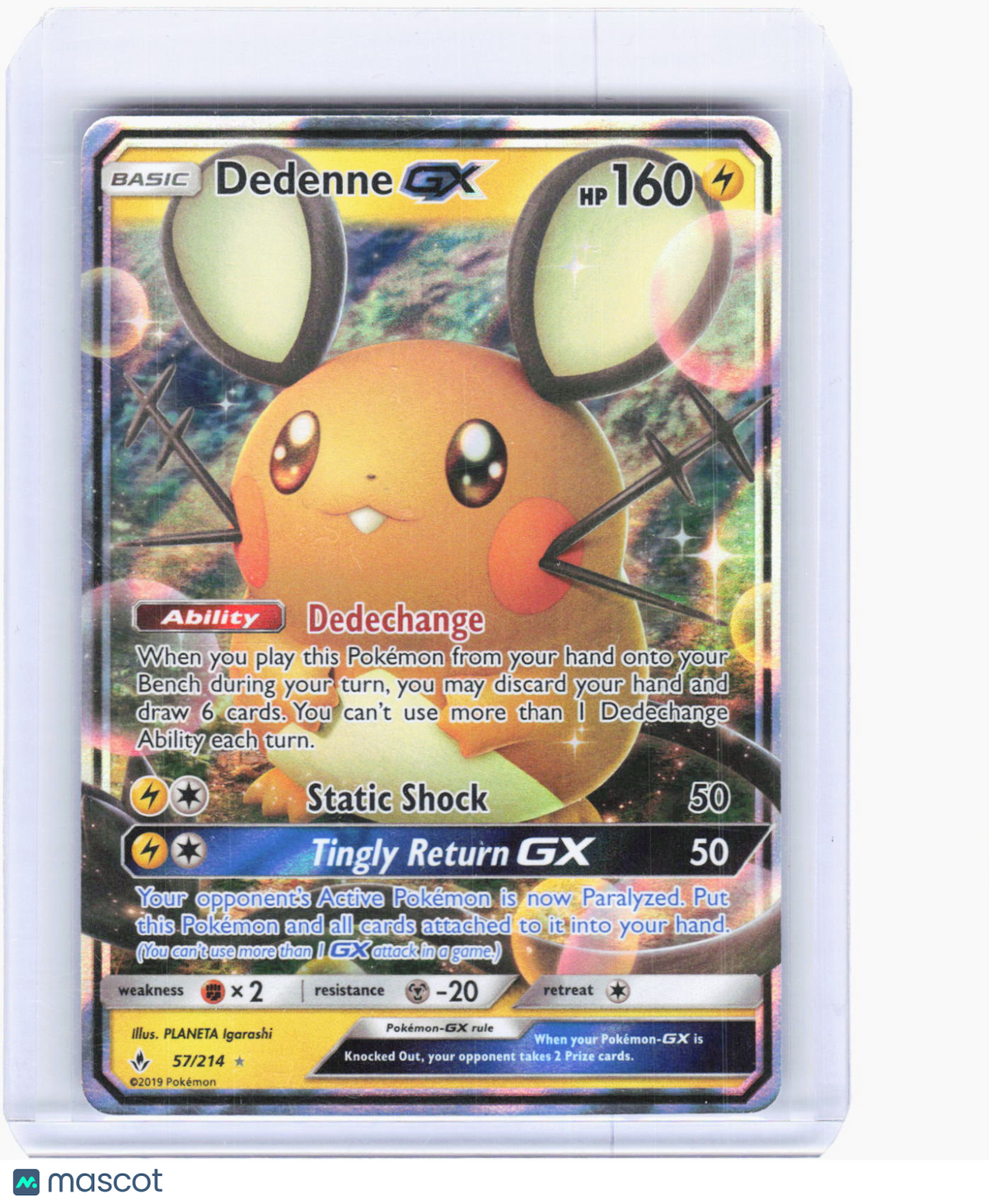 2019 Pokemon—Dedenne GX #57/214 Unbroken Bonds—Ultra Rare Foil