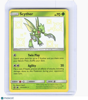 2019 Pokemon—Scyther #SV1/SV94 Hidden Fates: Shiny Vault—Shiny Holo R Foil (LP)