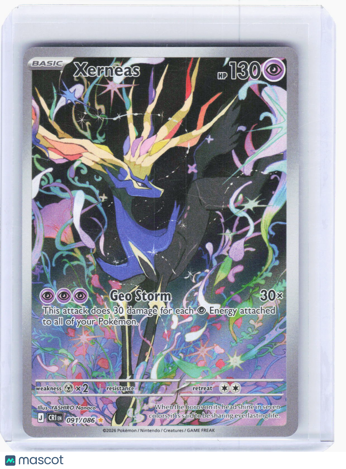 2026 Pokemon—Xerneas #91/86 Chaos Rising—Illustration Rare Foil