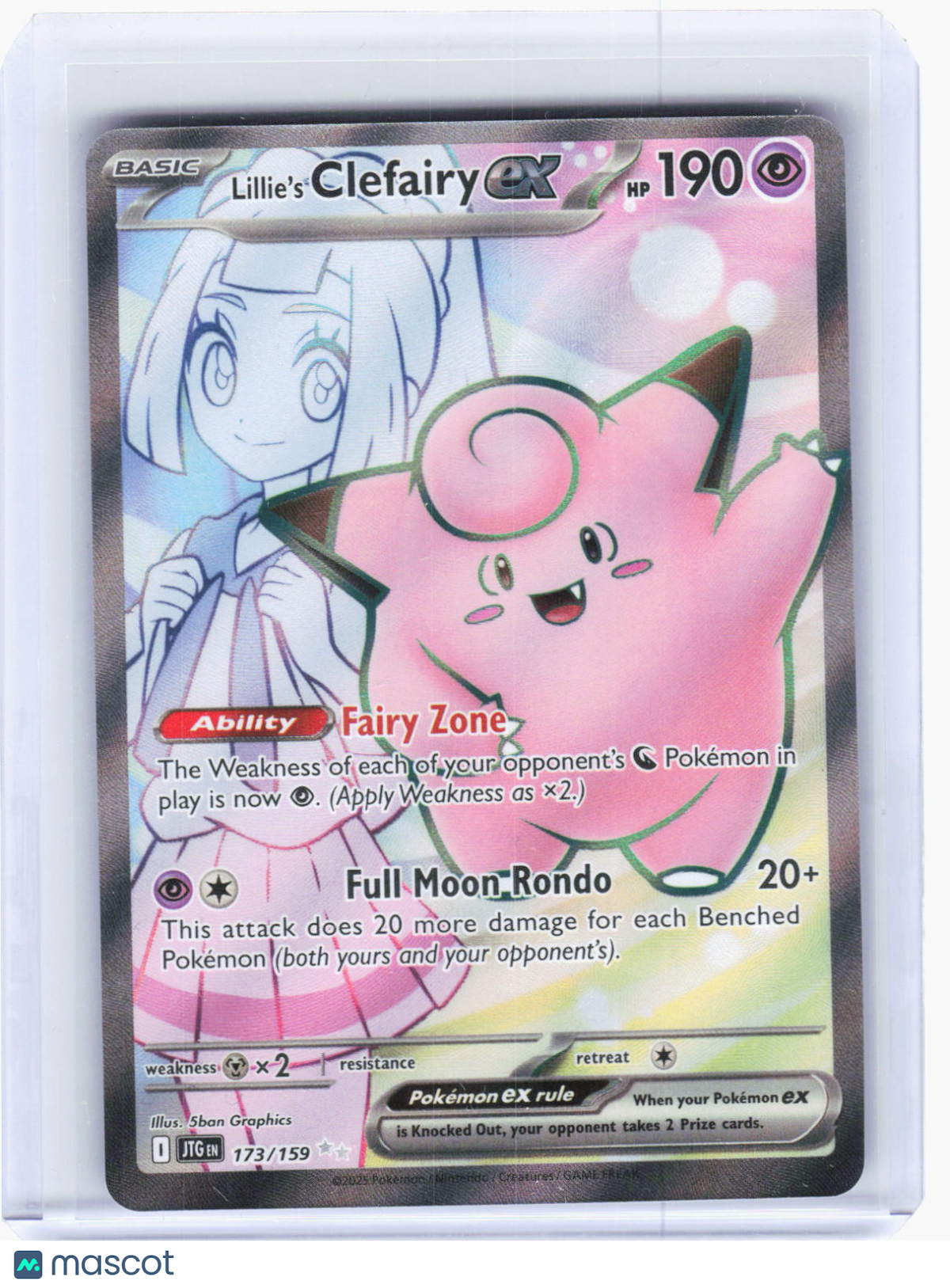 2025 Pokemon—Lillie's Clefairy EX #173/159 Journey Together—Ultra Rare Holo