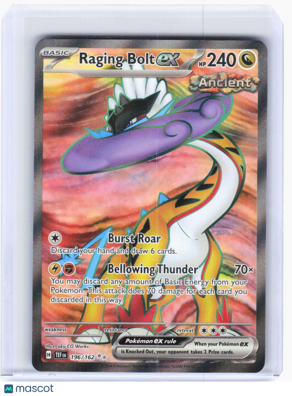 2024 Pokemon—Raging Bolt ex #196/162 Temporal Forces—Ultra Rare Foil