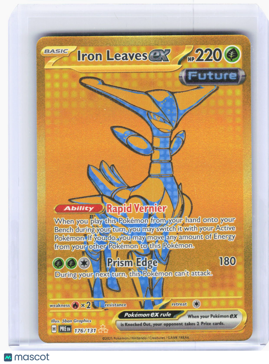 2025 Pokemon—Iron Leaves ex #176/131 Prismatic Evolutions—Hyper Rare Foil
